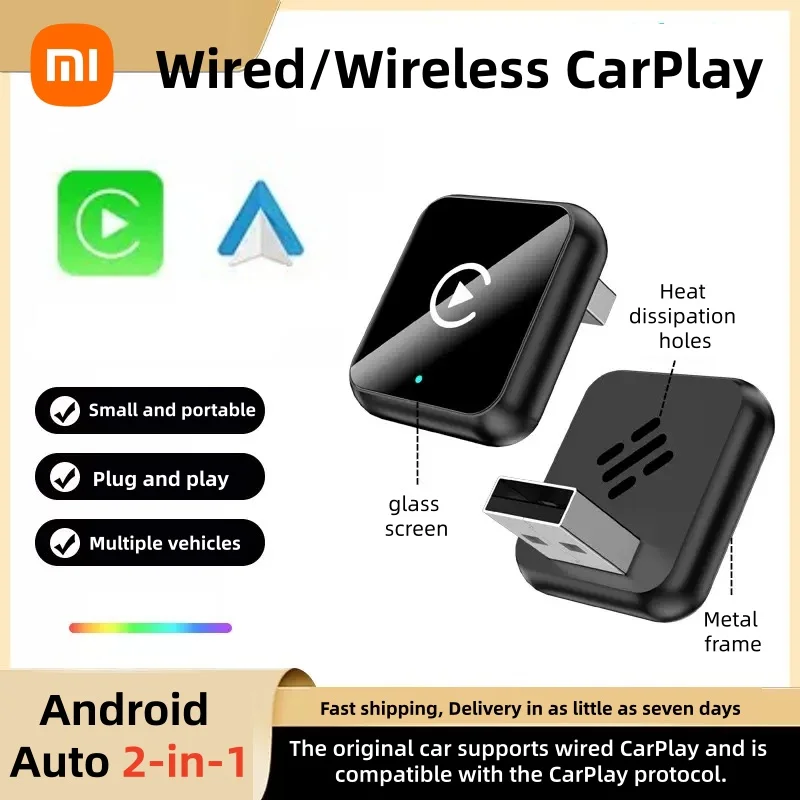 Фото Xiaomi 2025 Новый беспроводной адаптер 2 в 1 Android Auto и Apple CarPlay для Huawei/Xiaomi/OPPO/Samsung с автоматическим подключением Plug & Play №1