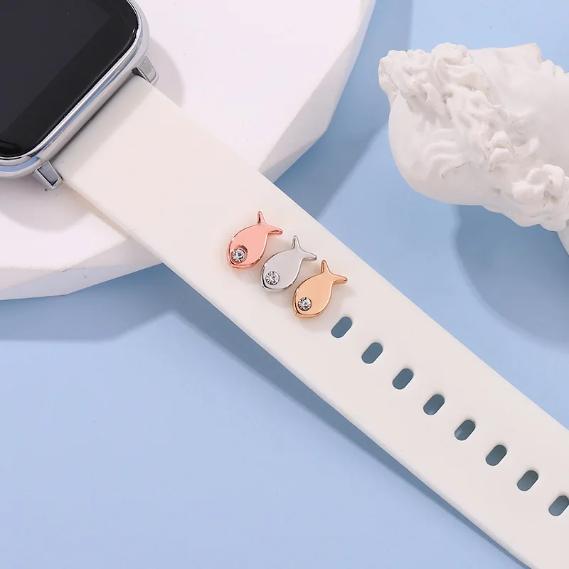 

Cute Fish Charm Stud for Watch Band Decorative Cartoon Animal Charms Jewelry Accessories for Silicone Sport Strap Pendant