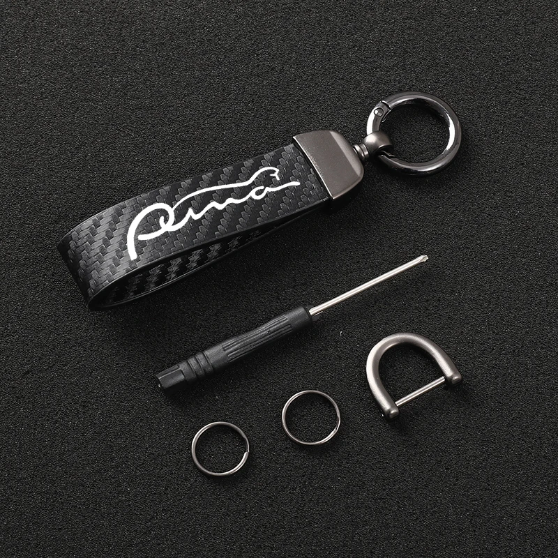 

Carbon fiber Keychain Car Logo Key Ring Car Styling for Ford PUMA Car Key Ring Holder Jewelry Square Pattern Buckle