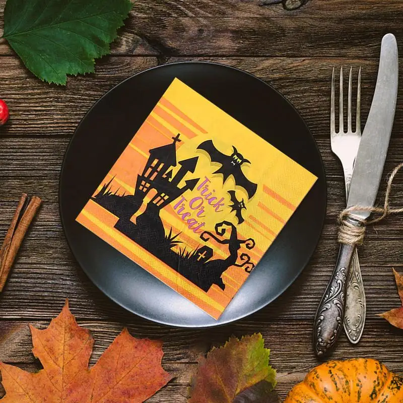 20 шт./упаковка бумажные салфетки с надписью Happy Halloween