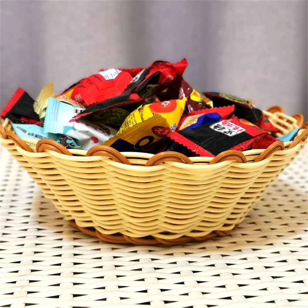 

Take In Multifunctional Lace Basket Simple Design Woven Storage Basket Durable Rattan Wicker Basket Hand-woven Storage Tray 2023