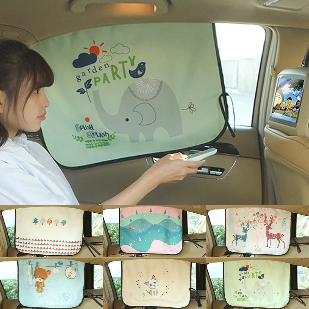 

60x45cm Universal Car Sun Shade Cover Magnetic UV Protection Side Window Sunshade Curtain for Baby Kids Cute Cartoon Car Styling