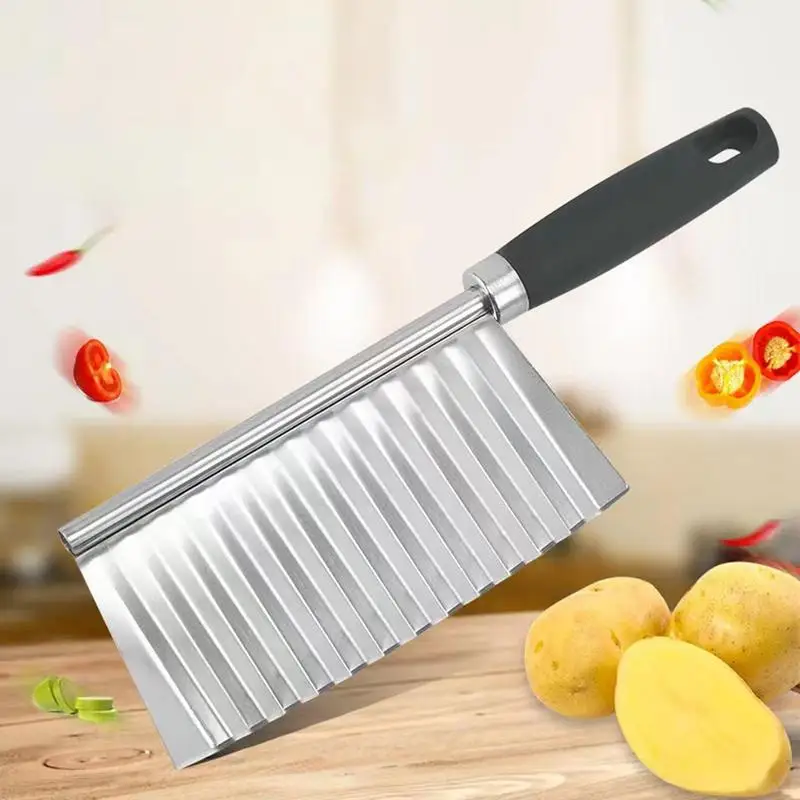

Wavy Potato Cutter Kitchen Stainless Steel Wavy Knife French Fries Chopper Home Anti Slip Wavy Potato Cutter To Slice Potatoes
