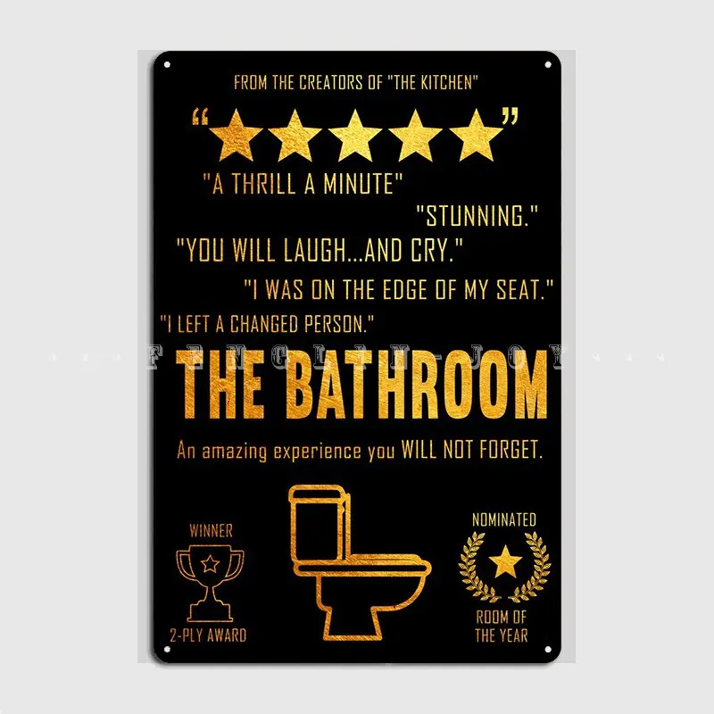 

Golden Toilet Room Metal Plaque Poster Cinema Living Room Cinema Customize Painting Décor Tin Sign Poster