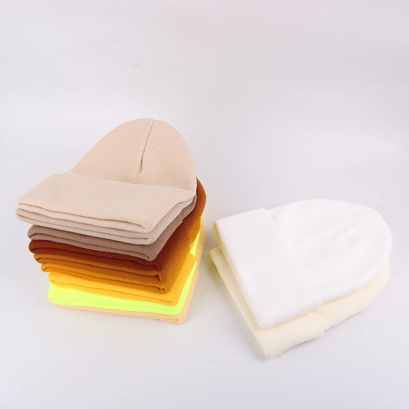 Плотная НОВАЯ шапка унисекс из смеси хлопка однотонные теплые мягкие вязаные