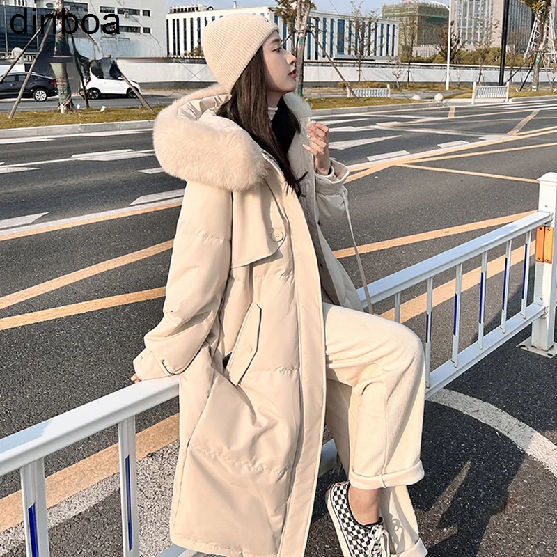 

2022 Korean Winter Jacket Women Parka Fashion Long Coat Office Hooded Parkas Loose Warm Jacket Wear Winter Cotton Padded Parka