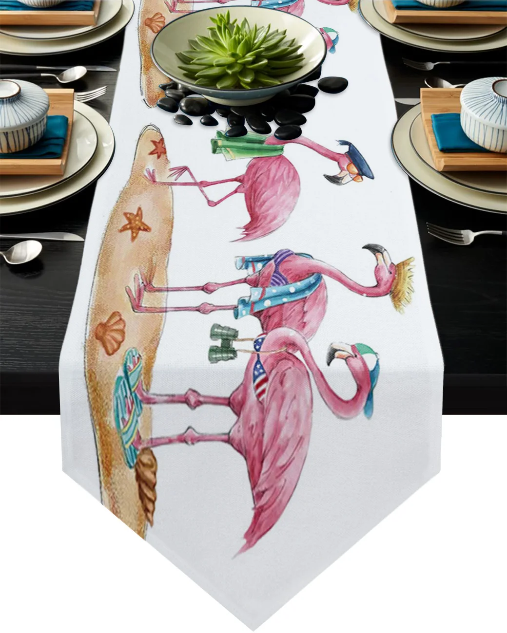

Nordic Flamingo Cartoon Table Runner Kitchen Dinning Table Decor Wedding Table Decor Tablecloth and Placemats