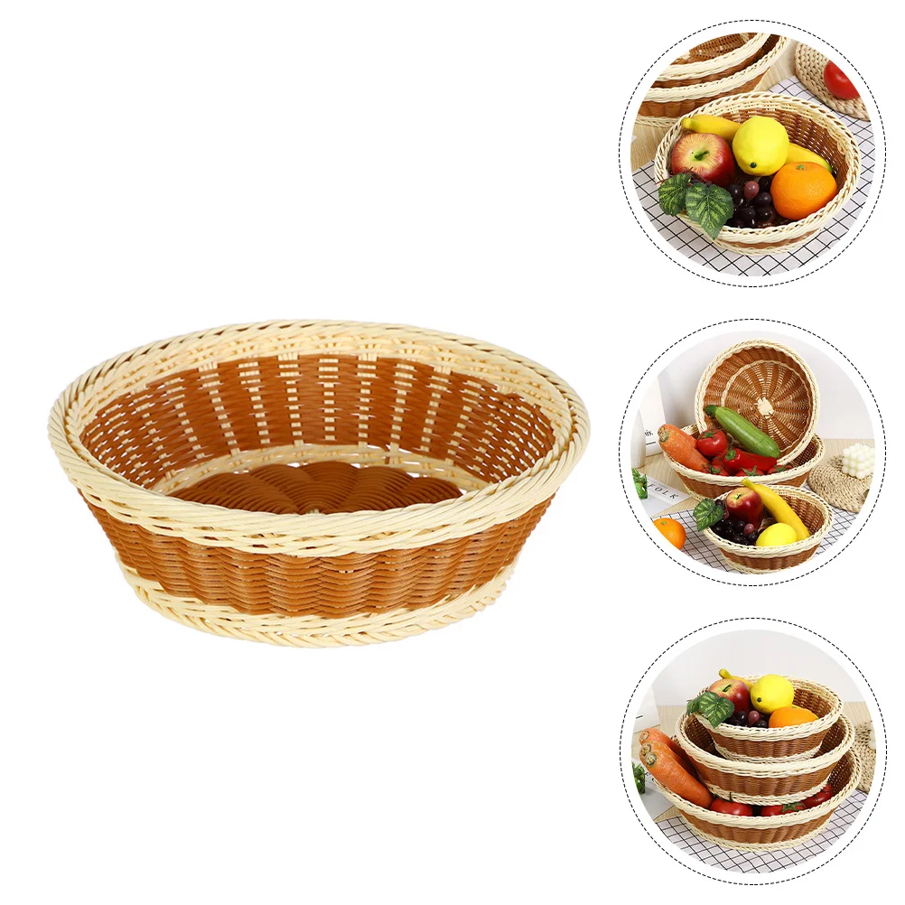 

Basket Baskets Fruit Woven Wicker Storage Rattan Large Plate Paper Holders Bread Living Tray Round Shelf Room Bowl Multi