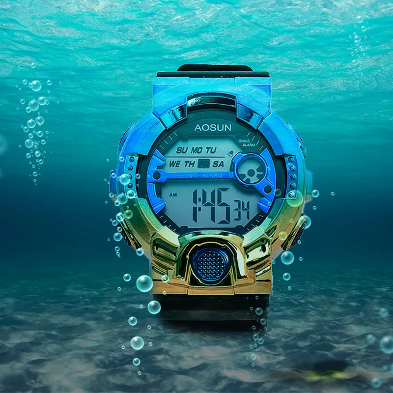 Electronic watch for boys and girls gradually changing color series waterproof luminous movement