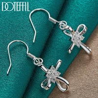 doteffil 925 sterling silver cross charm aaa zircon drop earring woman jewelry fashion wedding engagement party gift