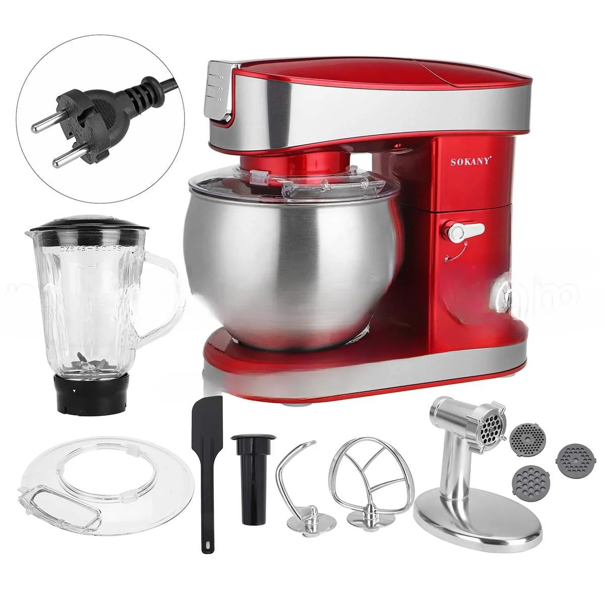 

Stand Mixer 6-speed 6.5L Kitchen Food Processor Blender Cream Egg Whisk Cake Dough Kneader Bread Maker Juicer Meat Grinder 1200W
