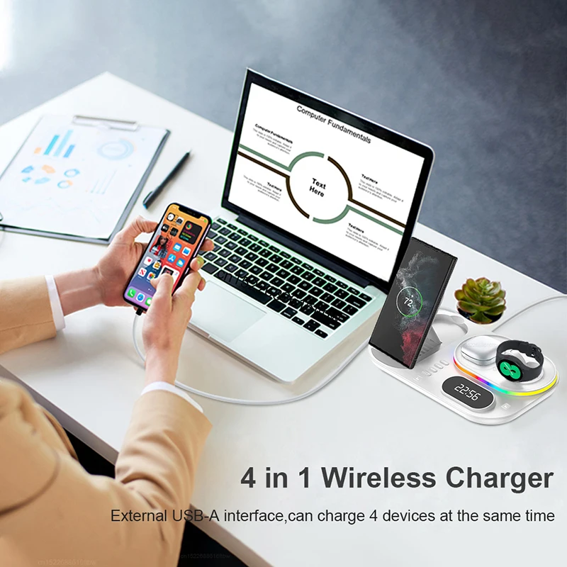 Wireless Charger 3 in 1 For Samsung Galaxy S22/S21 Ultra 30W Qi Fast Charging Station For Galaxy Watch 4/5 Pro Chargers Foldable