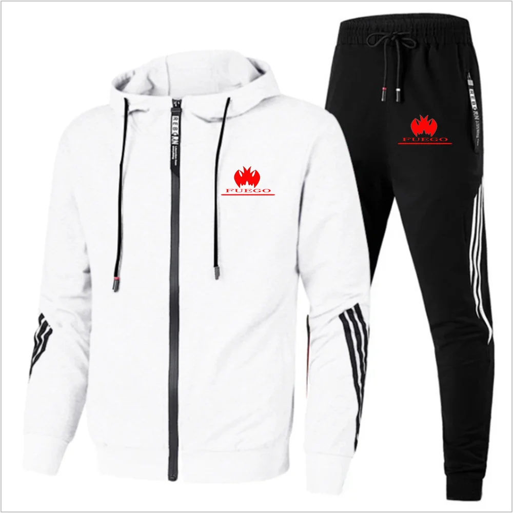 Men's Autumn Winter Sets Zipper Hoodie+Pants Pieces Casual Tracksuit Male Sportswear Gym Brand Clothing Sweat Suit