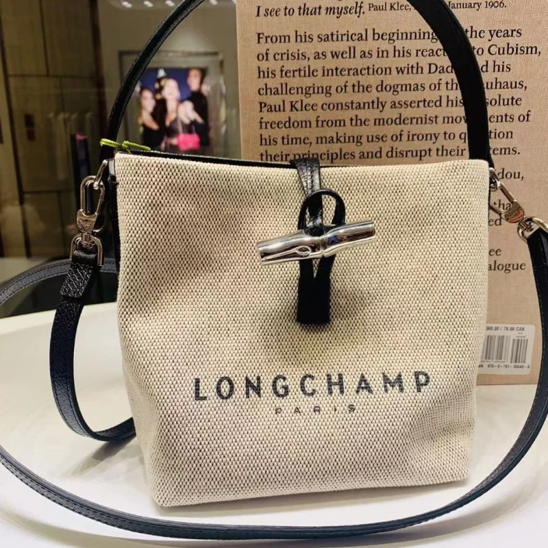 

2022 New Fashion Bamboo Canvas Bucket Bag Women's Leather Hand-held Shoulder Diagonal Bag High Quality Women Purse and Handbags