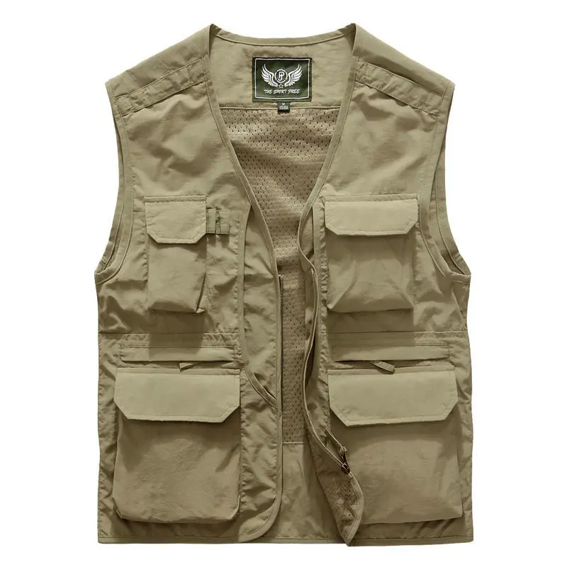 

Large Size Multi-Pocket Workwear Vest Man Outdoor Photography Fishing Vest Mesh Breathable Waistcoat Quick-Drying Military Outdo