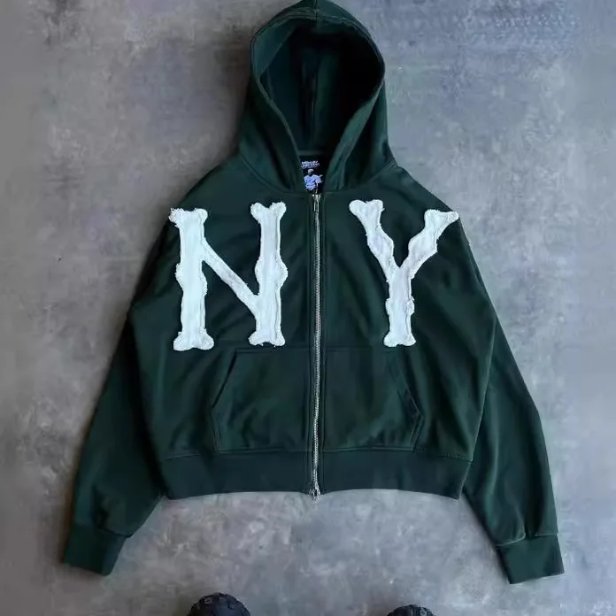 Весна/лето 2024 новый кардиган с капюшоном и вышивкой свободная мужская женская