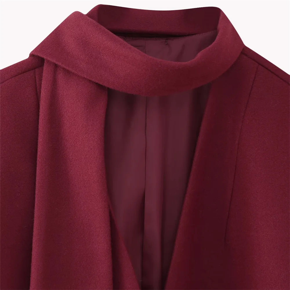 PB &amp ZA женский шарф с украшением пальто длинными рукавами и v-образным вырезом