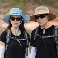 summer outdoor mens bucket cap detachable double top fishing hat big brim breathable mesh sun hats men hiking sports caps