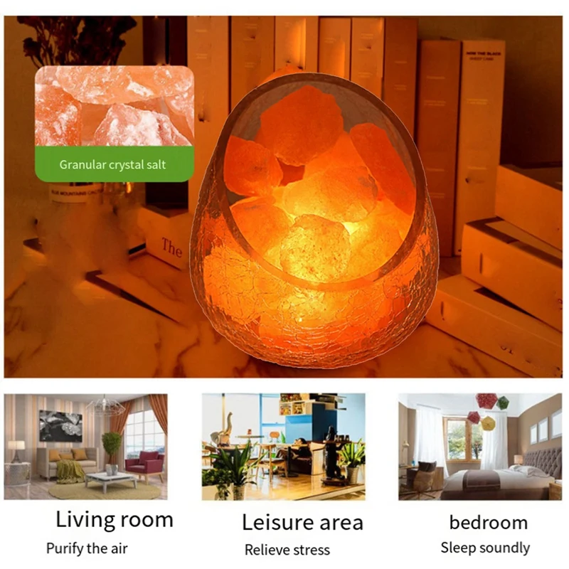 

Himalayas Crystal Salt Lamp Ice Cracked Glass Salt Lamp Bedside Lamp Fashion Night Light Dimming Table Lamp US Plug