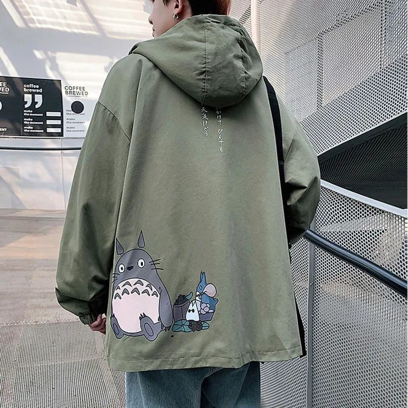 

Harajuku Studio Ghibli Cargo Jacket Japanese Anime Totoro Casual Oversize Hoodies Men Women Couples Trench Kawaii Windbreaker