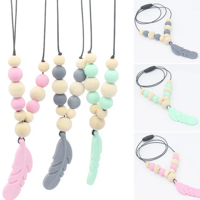 

Baby Teething Necklace Food Grade Silicone Beads Long Chain Baby Goods Silicone Bead Nurse Gift For Baby Teether