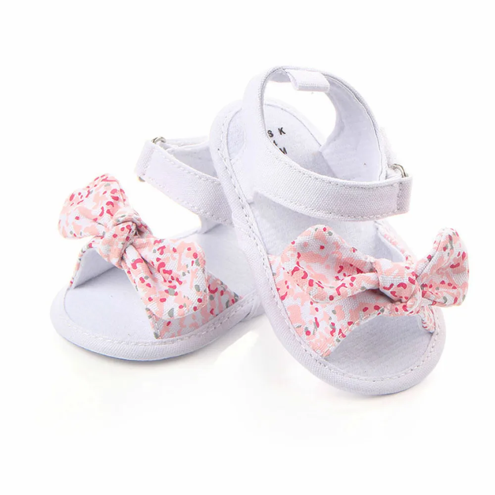 

Summer New Children Baby Crib Shoes Non-Slip Bowknot Toddlers Newborn Infantil Sandals Kids Girls Flat Footwear Floral