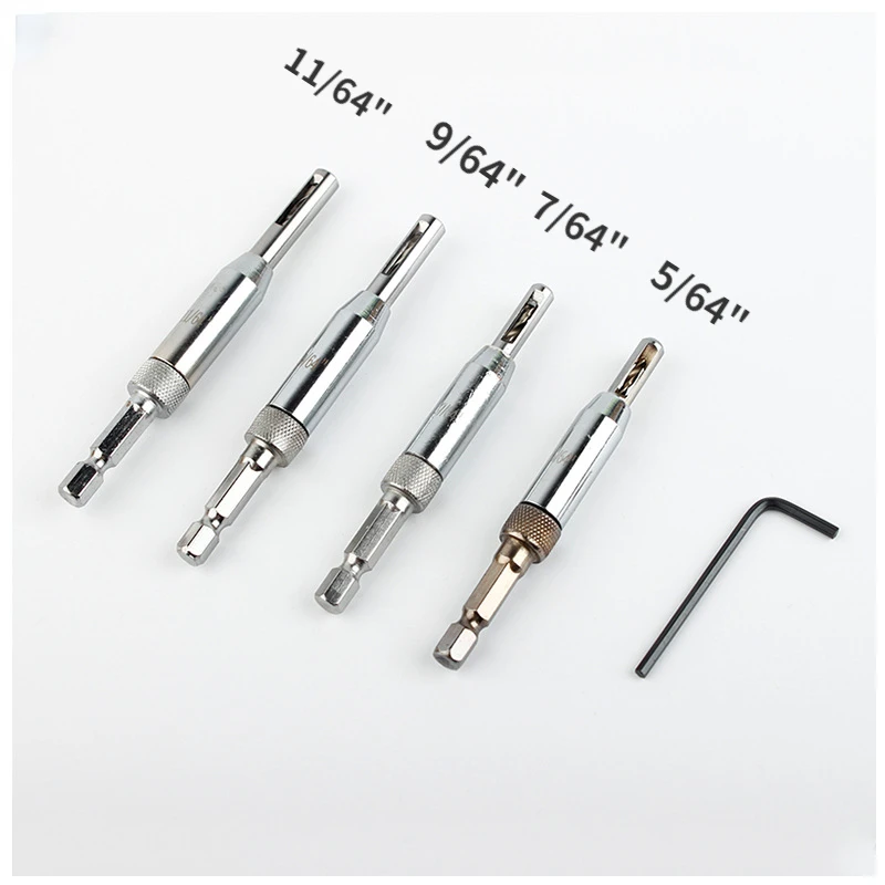 

4 pcs HSS Self Centering Hinge Drill Bits Set Door Cabinet 5/64" 7/64" 9/64" 11/64" Center Drill Bit DropShipping