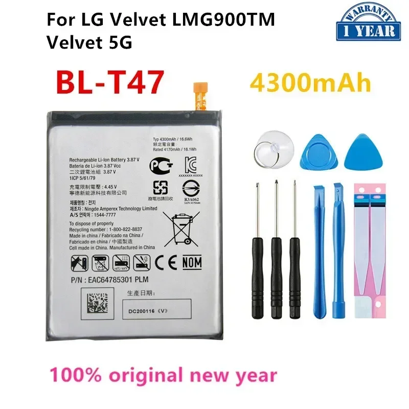 Фото Оригинальный аккумулятор BL-T47 4300 мАч для LG Velvet LMG900TM Velvet 5G BL T47 G9, аккумуляторы для мобильных телефонов + инструменты №1