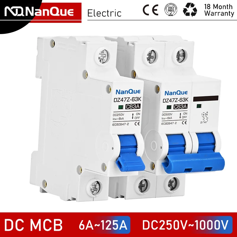 

DC Circuit Breaker DC MCB 250V 500V 750V 1000V 1P 2P 3P 4P 16A 32A 50A 100A 125A Protector non polarized DC Breaker PV System