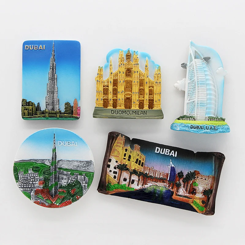 

Magnetic Refrigerator Paste Home Decoration Dubai Architecture Collection Gifts 3D Fridge Magnets Dubai Sailing Hotel Souvenir