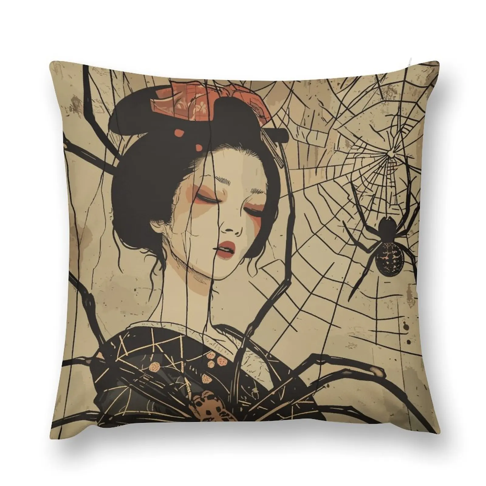 Японская Подушка Jorogumo Art 02 эластичная наволочка для дивана рождественские