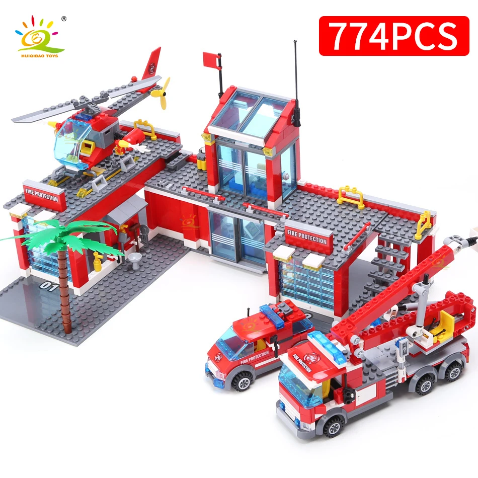 

774pcs City Fire Station Model Building Blocks Boys Firefighter Truck Educational Construction Bricks Toys For Children