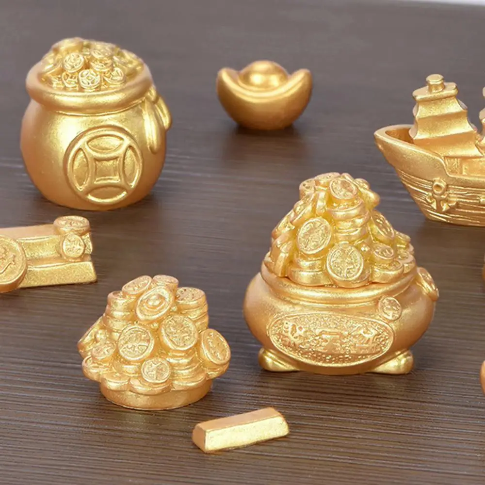 

Crafts Ornament Chinese Auspicious Gold Ingot Lucky Yuanbao Fengshui Decor Metal Mascot Feng Shui Auspicious Lucky Deskto