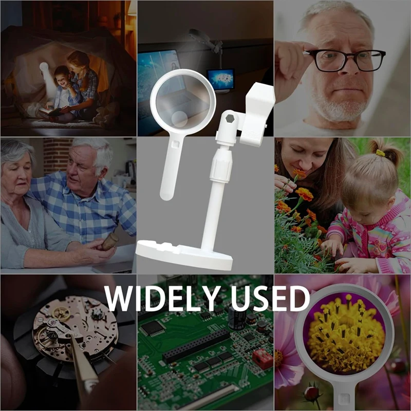 30X 60X увеличительное стекло с 12 светодиодами и подставкой светящаяся лупа для