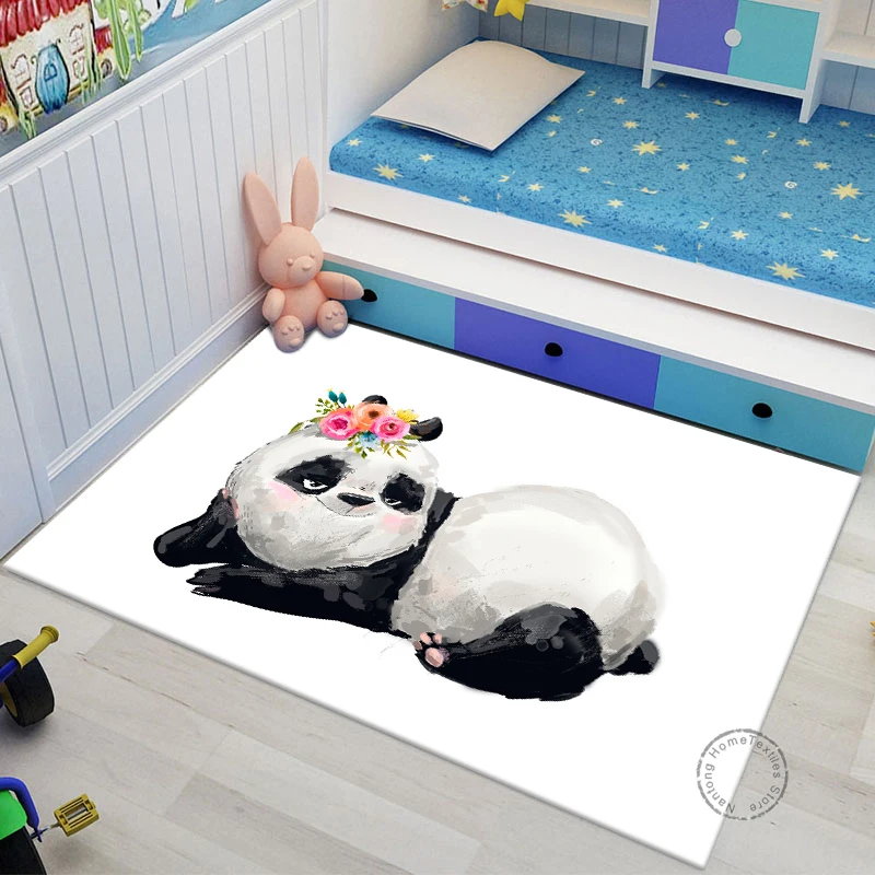 Panda New Year Gift Printed Round Carpet for Living Room Rugs Camping Picnic Mats Flannel Anti-Slip Rug Yoga Mat stranger things