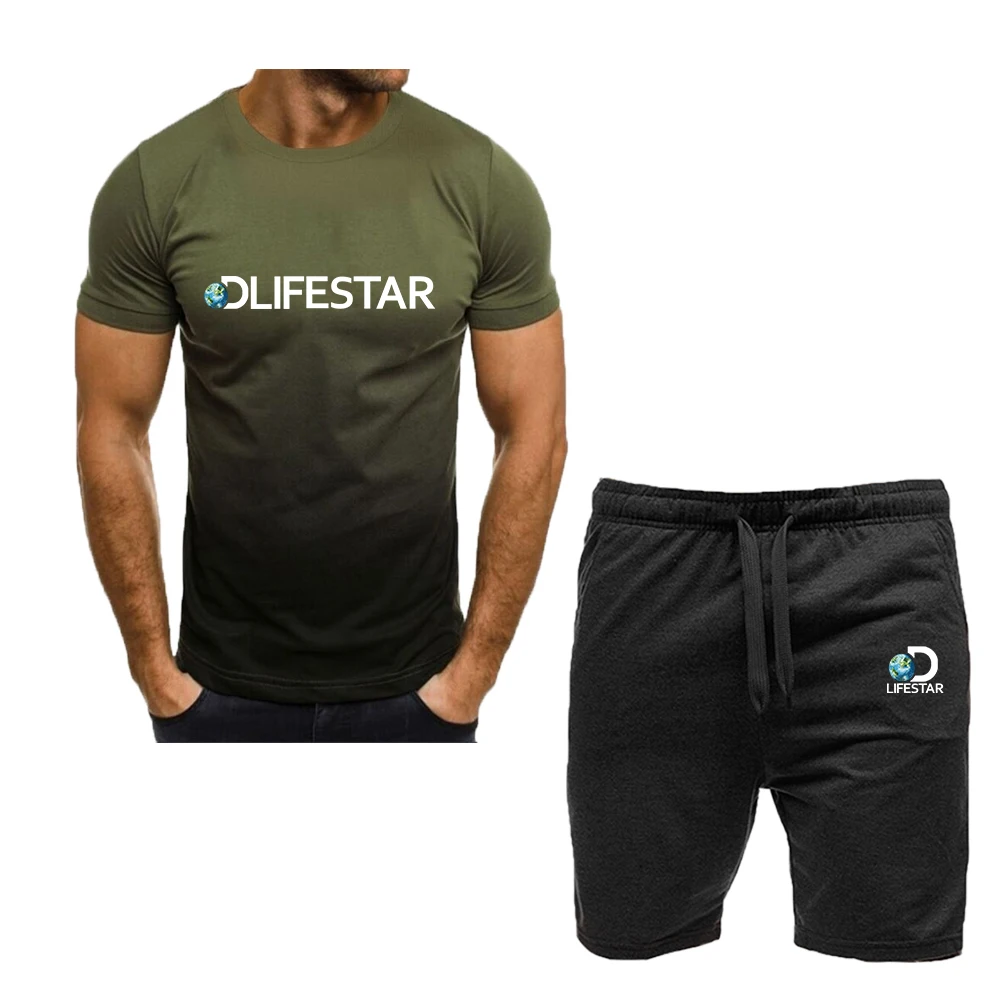 LIFESTAR Tracksuit Set 2023 Summer Sportswear Short-Sleeved T-Shirt+Sportswear Suit Men's Street Sportswear Men's 2-Piece Suit