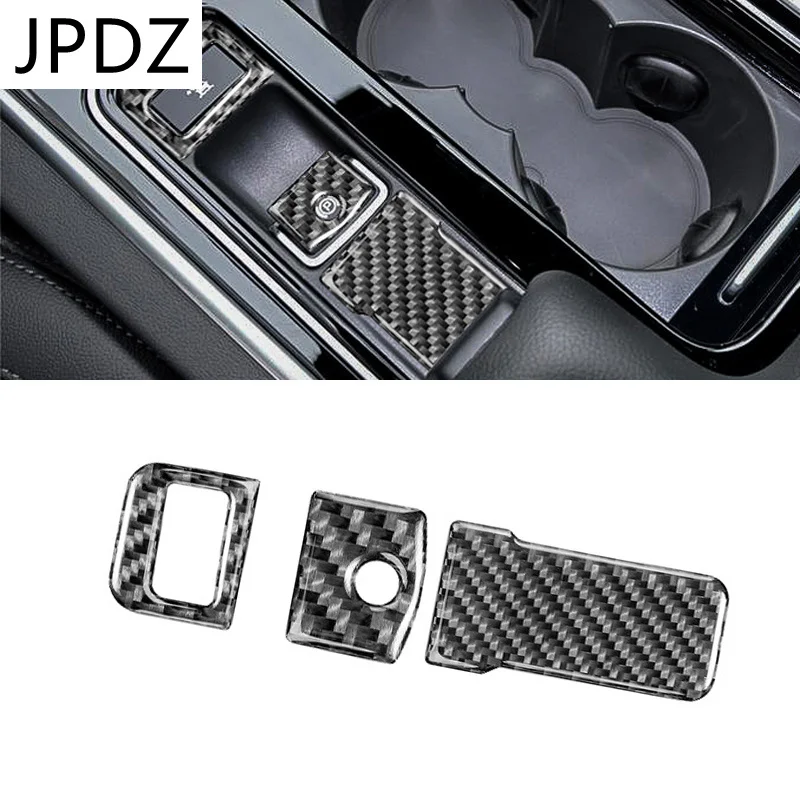 

Car Gear Electronic Handbrake Panel Trim Decal Carbon Fiber Sticker Styling Accessories For Jaguar XE XF F-PACE 2016-2020
