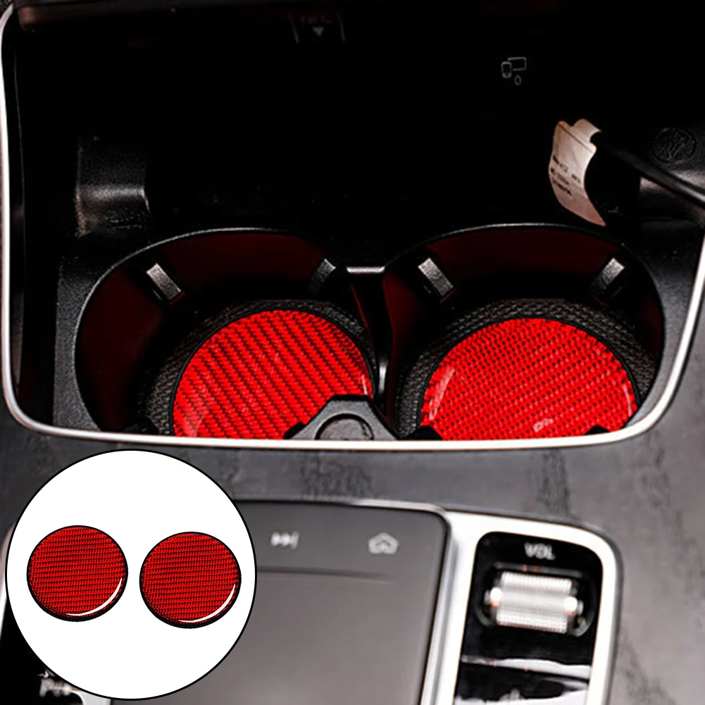 

Car Water Coaster Car Cup Holder Carbon Fiber Red High Material Non-Slip Mat Universal For Most Car\\\\\\'s Cup Holders