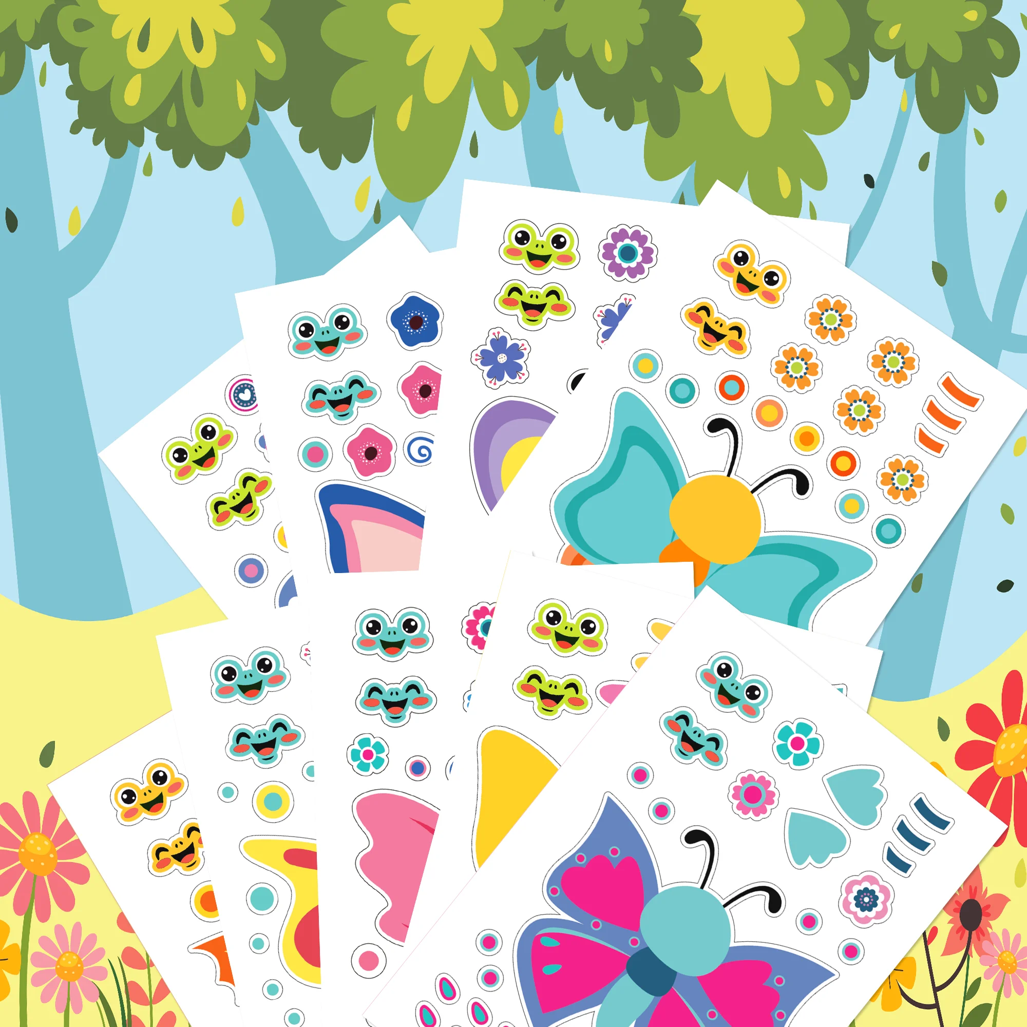 

9pcs/set Kids Toys Cartoon Anime Butterfly Spring Birthday Gifts Sealing Label Stickers Handbook Candy Biscuits Decors Material