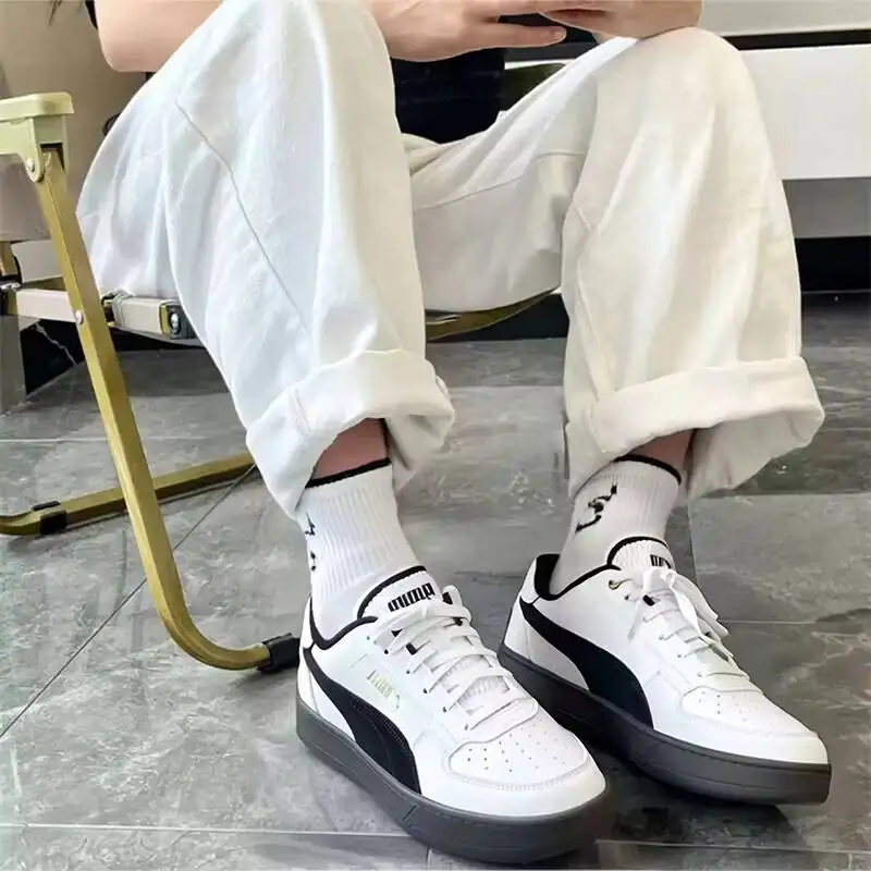 Фото Кроссовки PUMA White Black Glitter Logo Retro Low Top Skate, унисекс, с прорезиненной подошвой, повседневные, модные, 395082-09 №4
