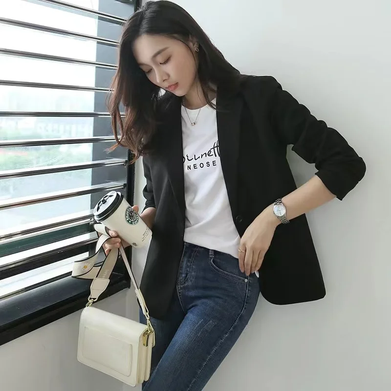 

UNXX 2023 Solid Women Clothing Thin Spring Autumn Casual Blazers Loose Temperament Pockets Button Notched Straight Fashion Coat