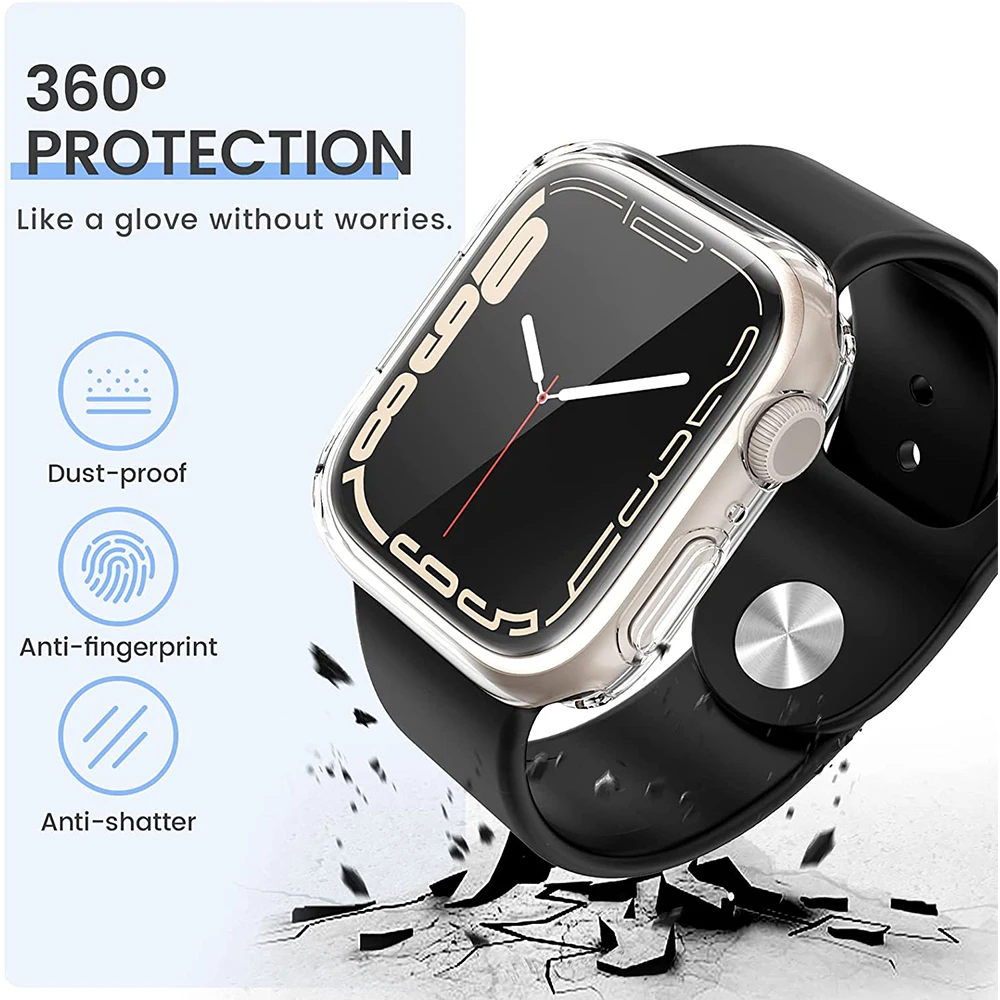 Screen Protector Cover for Apple watch case 45mm 41mm 44mm 40mm 42mm 38mm All-around TPU Bumper Apple watch series 6 se 5 3 7 8