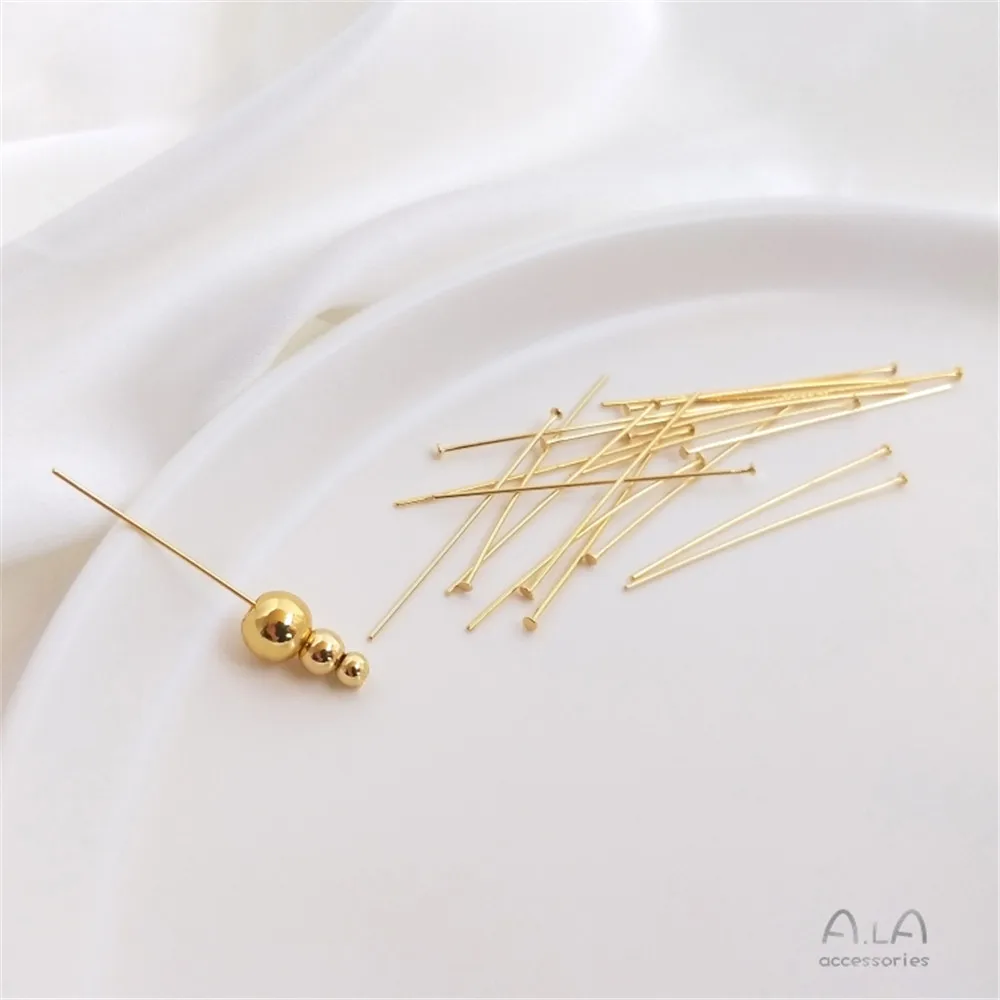 

100pcs 18 karat gold clad accessories white gold silver 14 karat light gold T pin flat head pin extended T pin diy material
