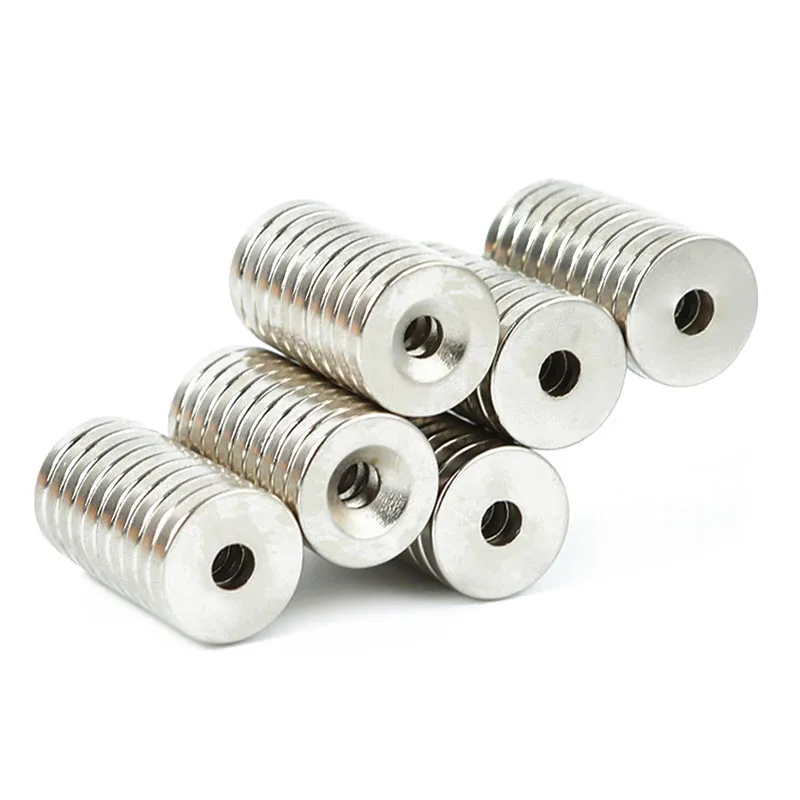 

20/60/100Pcs 15x3 Hole 4mm N52 NdFeB Countersunk Round Magnet Super Powerful Strong Permanent Magnetic imane Disc With M4 screws