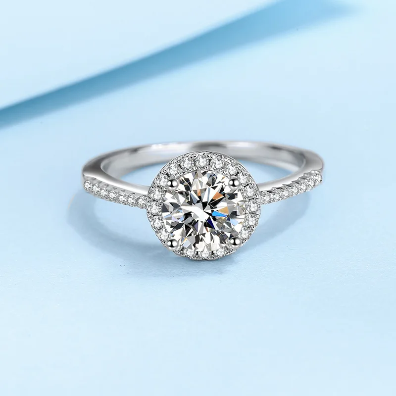 

Кольцо из серебра 925 пробы с муассанитом, D Класс, 2 карата, в стиле ретро, белое, индивидуальное женское кольцо, обручальное и Свадебное ювели...