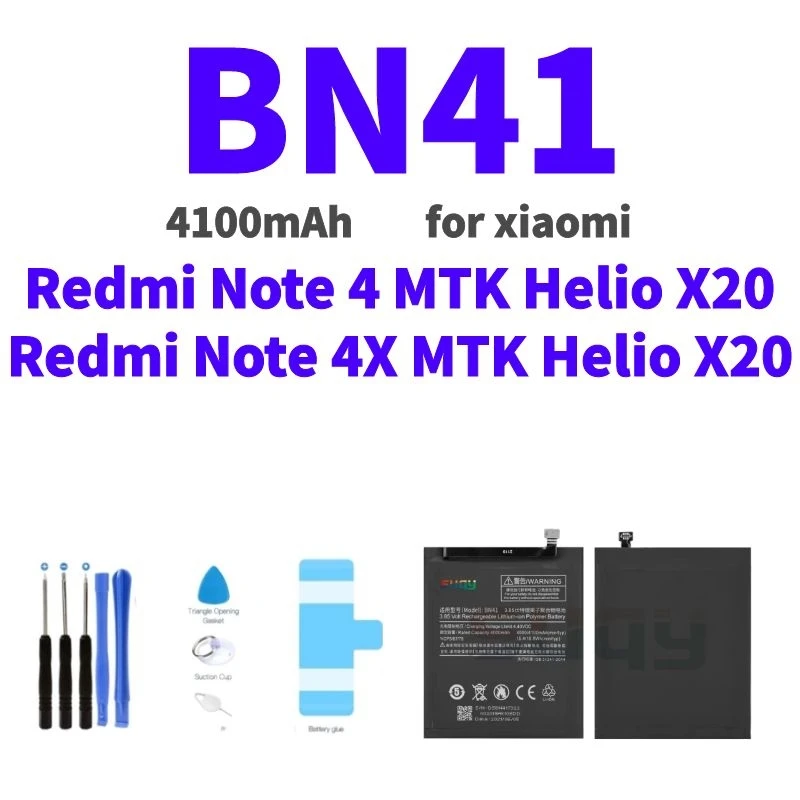 Аккумулятор BN41 на 4100 мА · ч для xiaomi Redmi Note 4/4X MTK Helio X20 аккумулятор 4 X сменный |
