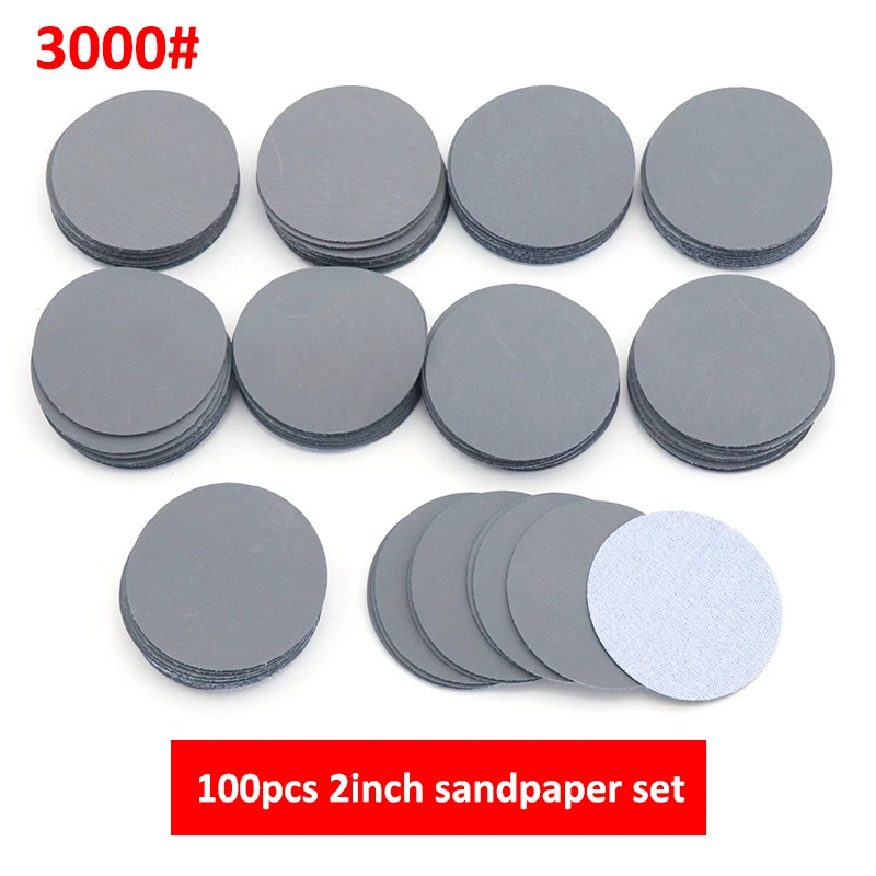 

100pcs 2inch 50mm Grey Sandpaper Disc Hook & Loop Grit 3000# Aluminum Oxide Abrasive Grinding Polishing Pad for Dremel Tools