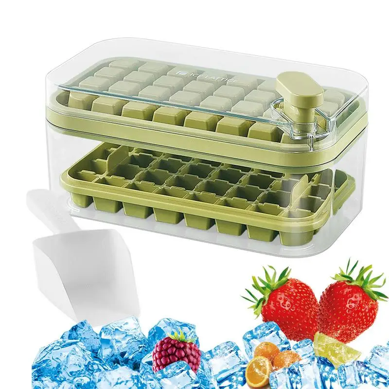 

Ice Cube Trays For Freezer 64-grid Ice Cube Tray With Lid & Bin Stackable Mini Ice Cube Tray Making Ice Chilling Cocktail Whiske