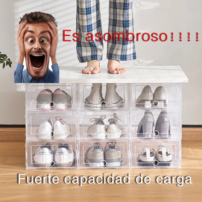 Storage Box Organizer Foldable Dustproof Plastic Storage Boxs Stackable Combined Shoe Cabinet