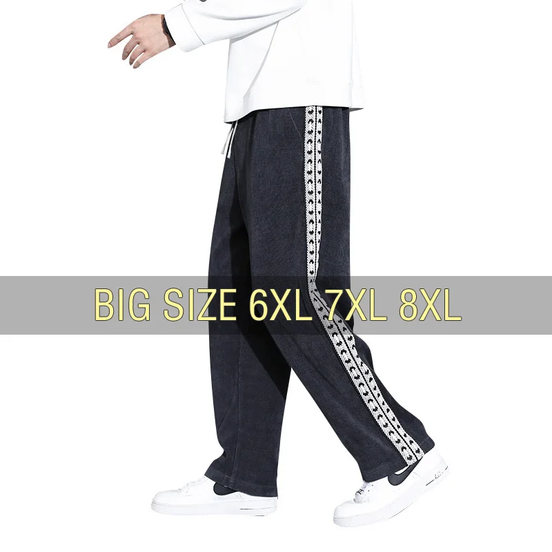 

Брюки мужские из шенилла, джоггеры, ранние Брюки 6XL, 7XL, 8XL, черные спортивные штаны в стиле оверсайз, уличная одежда, весна-осень, в китайском с...